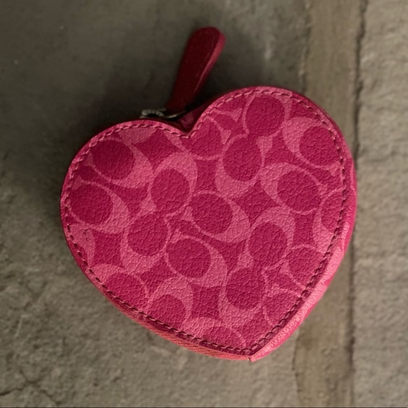Coach Handbags - Coach Monogram Heart Shaped Coin Case Purse